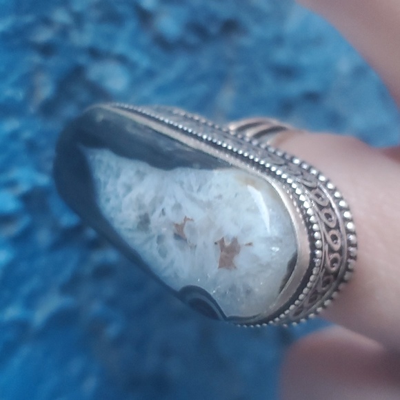 New Oversized Solar Quartz Agate 925 Silver Ring. - Picture 5 of 16